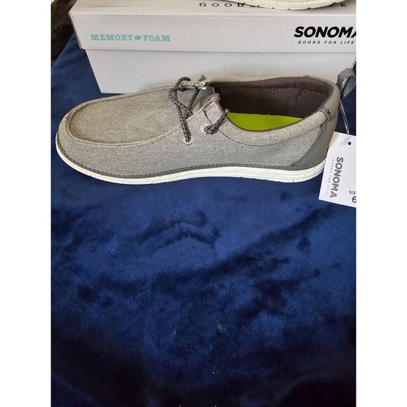 Sonoma Mens Gray Canvas Slip-On Shoes Size 6 With Memory Foam For Comfort - Picture 5 of 9